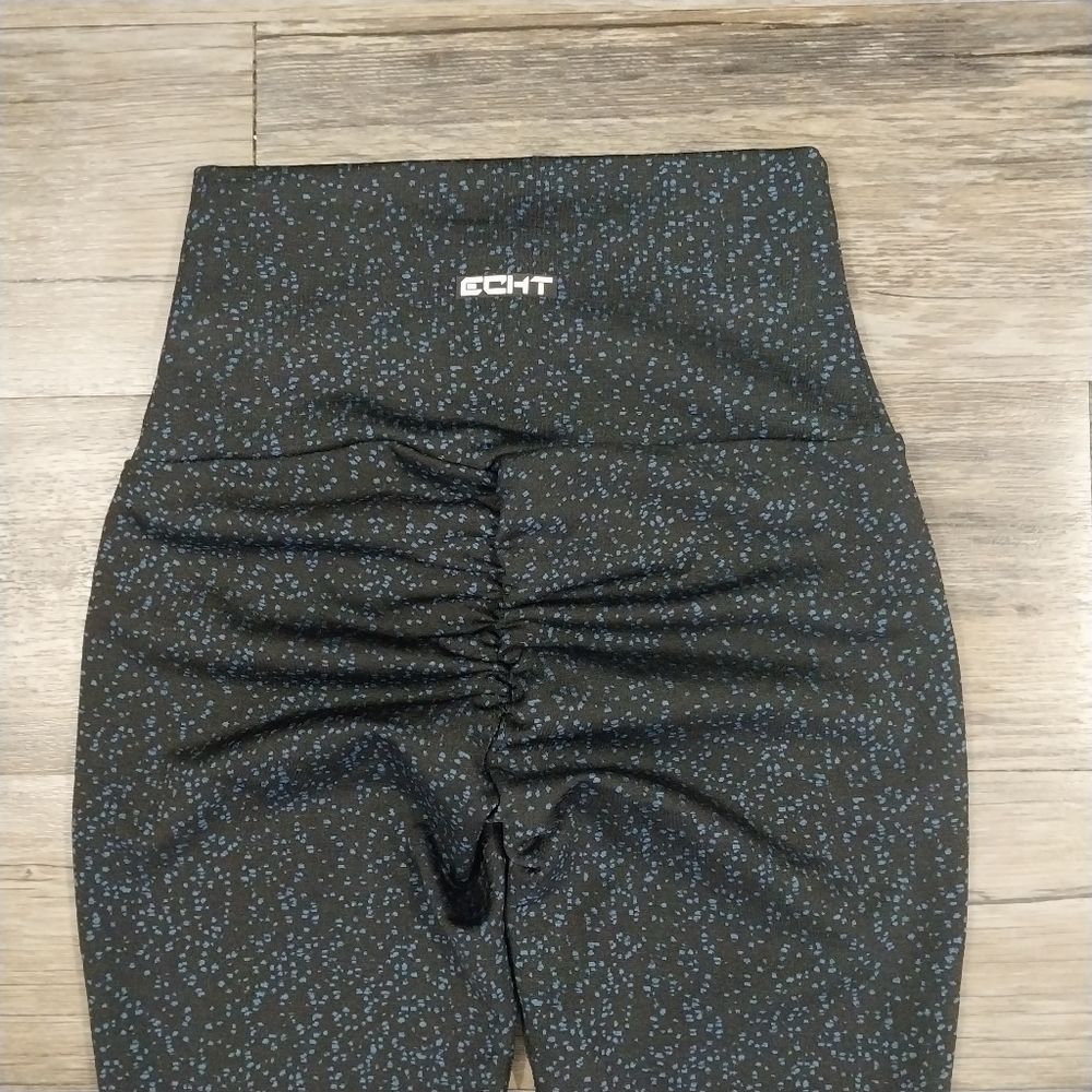 Echt Print High Rise Scrunch Leggings Size xs Womens Black Workout Stretch Pants